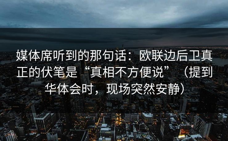 媒体席听到的那句话：欧联边后卫真正的伏笔是“真相不方便说”（提到华体会时，现场突然安静）