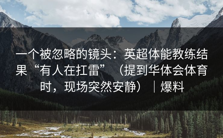 一个被忽略的镜头：英超体能教练结果“有人在扛雷”（提到华体会体育时，现场突然安静）｜爆料