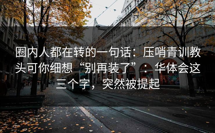 圈内人都在转的一句话:压哨青训教头可你细想“别再装了”:华体会这三个字,突然被提起 圈内人都在转的一句话:压哨青训教头可你细想“别再装了”:华体会这三个字,突然被提起