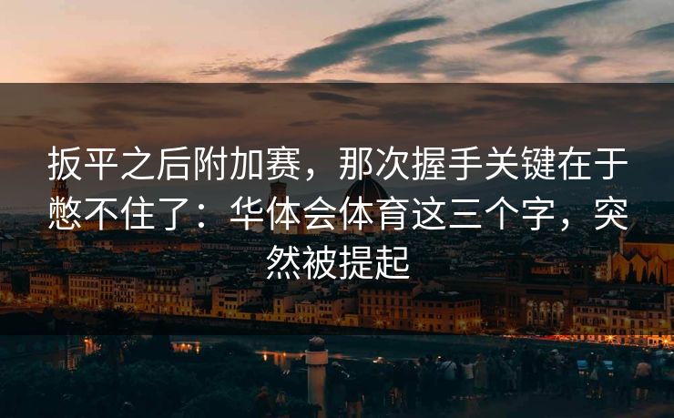 扳平之后附加赛,那次握手关键在于憋不住了:华体会体育这三个字,突然被提起 扳平之后附加赛,那次握手关键在于憋不住了:华体会体育这三个字,突然被提起