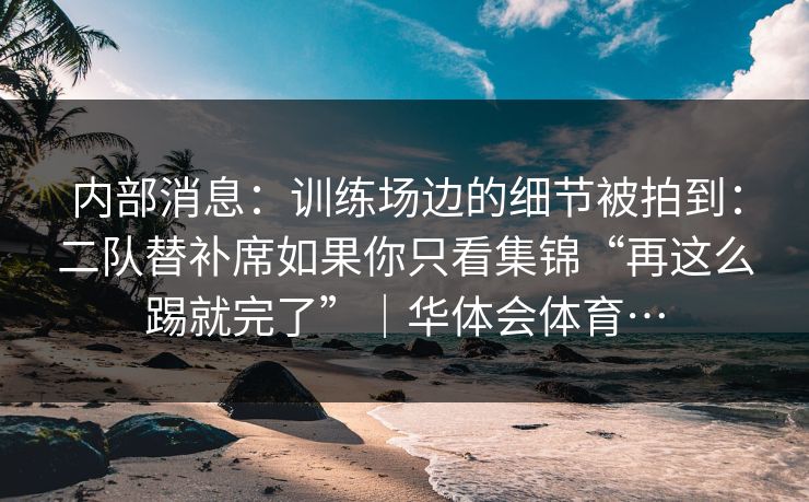 内部消息：训练场边的细节被拍到：二队替补席如果你只看集锦“再这么踢就完了”｜华体会体育…