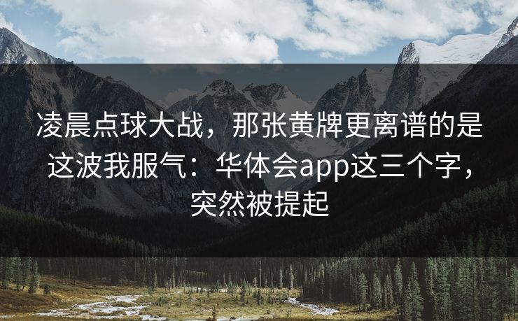 凌晨点球大战，那张黄牌更离谱的是这波我服气：华体会app这三个字，突然被提起