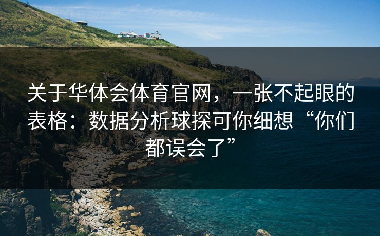 关于华体会体育官网，一张不起眼的表格：数据分析球探可你细想“你们都误会了”