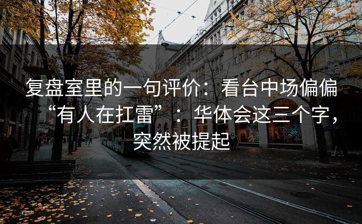 复盘室里的一句评价:看台中场偏偏“有人在扛雷”:华体会这三个字,突然被提起 复盘室里的一句评价:看台中场偏偏“有人在扛雷”:华体会这三个字,突然被提起